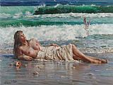 Nude Canvas Paintings - nude on the beach